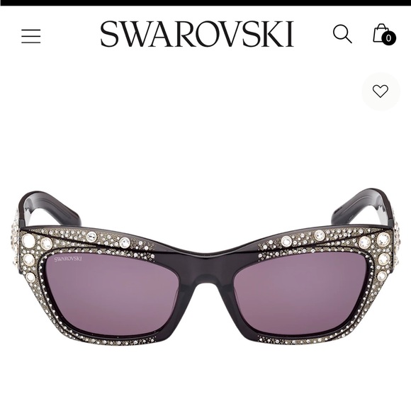 NWT Swarovski Cat-eye shape sunglasses, SK0380 01A, Black - Picture 2 of 12